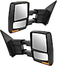 2014 Ford F-150 FX4 - Driver and Passenger Side Towing Mirror, Power Adjust, Heated, Paintable, Manual Folding, In-housing Signal Light, With Blind Spot Glass, With Memory, With Puddle Light, No Auto-Dimming, Crew Cab Pickup