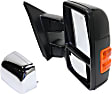 Driver and Passenger Side Towing Mirrors, Power Adjust, Power Folding, Heated, With 1 Chrome and 1 Paintable Cap, In-housing Signal Light, With memory, No Puddle Light, No Auto-Dimming
