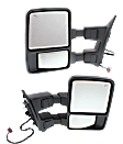 Driver and Passenger Side Towing Mirror, Power Adjust, Heated, Manual Folding, Textured Black, In-housing Signal Light, With Memory, No Puddle Light, No Auto-Dim, With Blind Spot Glass