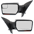 Driver and Passenger Side Mirror, Power Adjust, Heated, Power Folding, Chrome, In-housing Signal Light, With Memory, With Puddle Light, No Auto-Dim