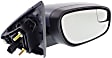 Driver and Passenger Side Mirror, Power Adjust, Heated, Manual Folding, Textured Black, No Signal Light, No Memory, With Puddle Light, No Auto-Dimming, With Blind Spot Glass