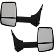 Driver and Passenger Side Towing Mirrors, Manual Adjust, Non-Heated, Textured Black, Manual Folding, No Signal Light, No Puddle Light, Single Arm, Fits Configurations with 4-Bolt Mirror Only