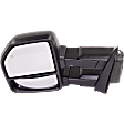 Driver and Passenger Side Towing Mirror, Power Adjust, Heated, Manual Folding, Textured Black, In-housing Signal Light, No Memory, With Puddle Light, No Auto-Dim, No Blind Spot Feature