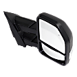 Driver and Passenger Side Towing Mirror, Power Adjust, Heated, Manual Folding, Textured Black, In-housing Signal Light, No Memory, With Puddle Light, No Auto-Dim, No Blind Spot Feature