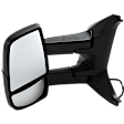 2015-2017 Ford Transit-350 - Driver and Passenger Side Towing Mirror, Power Adjust, Non-Heated, Manual Folding, Textured Black, No Signal Light, Without Memory Recall, No Puddle Light, No Auto-Dimming, No Blind Spot Feature