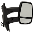 2015-2017 Ford Transit-350 - Driver and Passenger Side Towing Mirror, Power Adjust, Non-Heated, Manual Folding, Textured Black, No Signal Light, Without Memory Recall, No Puddle Light, No Auto-Dimming, No Blind Spot Feature
