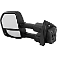 Driver and Passenger Side Towing Mirror, Upper - Power Adjust, Lower - Manual Adjust, Heated, Manual Folding, Textured Black, In-housing Signal Light, No Memory, No Puddle Light, No Auto-Dim