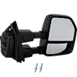 Driver and Passenger Side Towing Mirror, Upper - Power Adjust, Lower - Manual Adjust, Heated, Power Folding, Paintable, In-housing Signal Light, No Memory, With Puddle Light, No Auto-Dimming
