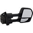 Driver and Passenger Side Towing Mirror, Upper - Power Adjust, Lower - Manual Adjust, Heated, Power Folding, Paintable, In-housing Signal Light, No Memory, With Puddle Light, No Auto-Dimming