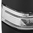 Driver and Passenger Side Towing Mirror, Upper - Power Adjust, Lower - Manual Adjust, Heated, Power Folding, Paintable, In-housing Signal Light, With Memory, With Puddle Light, No Auto-Dim