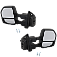 Driver and Passenger Side Towing Mirror, Upper - Power Adjust, Lower - Manual Adjust, Heated, Manual Folding, Textured Black, In-housing Signal Light, No Memory, With Puddle Light, No Auto-Dim