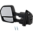 Driver and Passenger Side Towing Mirror, Upper - Power Adjust, Lower - Manual Adjust, Heated, Manual Folding, Textured Black, In-housing Signal Light, No Memory, With Puddle Light, No Auto-Dim