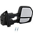Driver and Passenger Side Towing Mirror, Upper - Power Adjust, Lower - Manual Adjust, Heated, Manual Folding, Textured Black, In-housing Signal Light, No Memory, With Puddle Light, No Auto-Dim