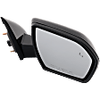 Driver and Passenger Side Mirror, Power Adjust, Heated, Manual Folding, Paintable, In-housing Signal Light, No Memory, With Puddle Light, No Auto-Dim, With Blind Spot Detection in Glass