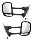 1999-2003 Ford F-250 Super Duty - Driver and Passenger Side Towing Mirror, Power Adjust, Non-Heated, Manual Folding, Textured Black, No Signal Light, No Memory, No Puddle Light, No Auto-Dimming, With Blind Spot Glass