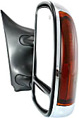 Driver and Passenger Side Towing Mirror, Power Adjust, Manual Folding, Heated, Chrome, In-housing Signal Light, No Memory, No Puddle Light, No Auto-Dimming, With Blind Spot Glass