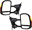 2001 Ford Excursion XLT - Driver and Passenger Side Towing Mirror, Power Adjust, Heated, Textured Black, Manual Folding, In-housing Signal Light, With Blind Spot Glass, No Memory, No Puddle Light, No Auto-Dimming