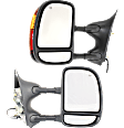 Driver and Passenger Side Towing Mirror, Power Adjust, Manual Folding, Heated, Paintable, In-housing Signal Light, No Memory, No Puddle Light, No Auto-Dimming, With Blind Spot Glass