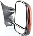 Driver and Passenger Side Towing Mirror, Power Adjust, Manual Folding, Heated, Paintable, In-housing Signal Light, No Memory, No Puddle Light, No Auto-Dimming, With Blind Spot Glass