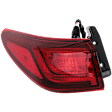 Driver and Passenger Side, Outer Halogen Tail Light, With bulb(s), Red Lens, CAPA Certified