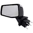 Driver and Passenger Side Mirror, Power Adjust, Manual Folding, Heated, Chrome, In-Housing Signal Light, No Memory, Puddle Light, and Auto-Dimming, w/ Blind Spot Detection in Glass, (Temp Sensor, RH)