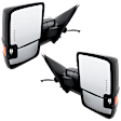 Driver and Passenger Side Towing Mirror, Power Adjust, Heated, Power Folding, Textured Black, In-glass Signal Light, With Memory, No Puddle Light, No Auto-Dim, No Blind Spot Feature