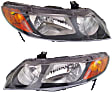 Driver and Passenger Side Headlights, without Bulbs, Halogen, Sedan