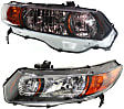 2006-2009 Honda Civic - Driver and Passenger Side Halogen Headlight, Without bulb(s), OE Replacement, Coupe
