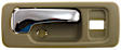 Front and Rear, Driver and Passenger Side Beige bezel with chrome lever Interior Door Handle, Sedan