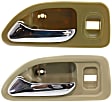 Front and Rear, Driver Side Interior Door Handles, Beige bezel with chrome lever, With Door Lock Hole