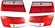 Driver and Passenger Side, Inner and Outer Tail Lights, with Bulbs, Halogen, Mounts on Luggage Lid
