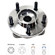 4-Wheel Set Front and Rear, Driver and Passenger Side Wheel Hubs, With Bearing, For 15, 16 and 17 in. Wheels