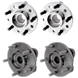Front and Rear, Driver and Passenger Side Wheel Hub, 5 Lugs, With Bearing,, 3.5L, 6Cyl