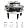 Front, Driver and Passenger Side Wheel Hub, 5 Lugs, With Bearing
