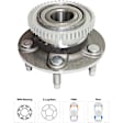Front and Rear, Driver and Passenger Side Wheel Hub, 5 Lugs, With Bearing