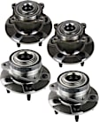 4-Wheel Set Front and Rear, Driver and Passenger Side Wheel Hubs, 5 Lugs, With Bearing, 5 x 4.53 in. Bolt Pattern