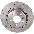 Rear Brake Disc, Natural Finish, Cross-drilled and Slotted, Solid, 5 Lugs, 299.97 mm