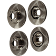 Front and Rear Brake Disc, 4-Wheel Set, Plain Surface, Vented, 5 Lugs