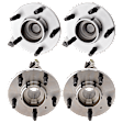 4-Wheel Set Front and Rear, Driver and Passenger Side Wheel Hubs, with Bearing, with Sensor, FWD