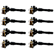 Ignition Coils, Set of 8, 6 Cyl., 2.5L/3.0L Engines, Rectangular Connector Shape