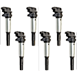 Ignition Coils, Set of 6, (6 Cyl., 2.2L/2.5L/3.0L/3.2L)/(8 Cyl., 4.4L/4.6L/4.8L)/12 Cyl., 6.0L Engines, Black and Silver Coil