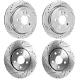 Front and Rear Brake Disc, 4-Wheel Set, Cross-drilled and Slotted, Vented, 5 Lugs