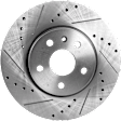 Front and Rear Brake Disc, 4-Wheel Set, Cross-drilled and Slotted, Vented, 5 Lugs