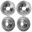 Front and Rear Brake Disc, 4-Wheel Set, Cross-drilled and Slotted, Vented - Front; Solid - Rear, 5 Lugs