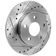 Rear Brake Disc, Natural Finish, Cross-drilled and Slotted, Solid, 5 Lugs, 270 mm