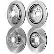 Front and Rear Brake Disc, 4-Wheel Set, Plain Surface, Vented, 6 Lugs