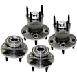 Front and Rear, Driver and Passenger Side Wheel Hub, 5 Lugs, With Bearing