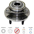 Front and Rear, Driver and Passenger Side Wheel Hub, 5 Lugs, With Bearing