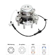 Front, Driver and Passenger Side Wheel Hub, 8 Lugs, With Bearing, With Sensor