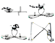 Front and Rear, Driver and Passenger Side Power Window Regulator, With Motor